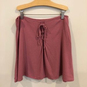 Mauve/ Pink Front Tie Rayon Skirt